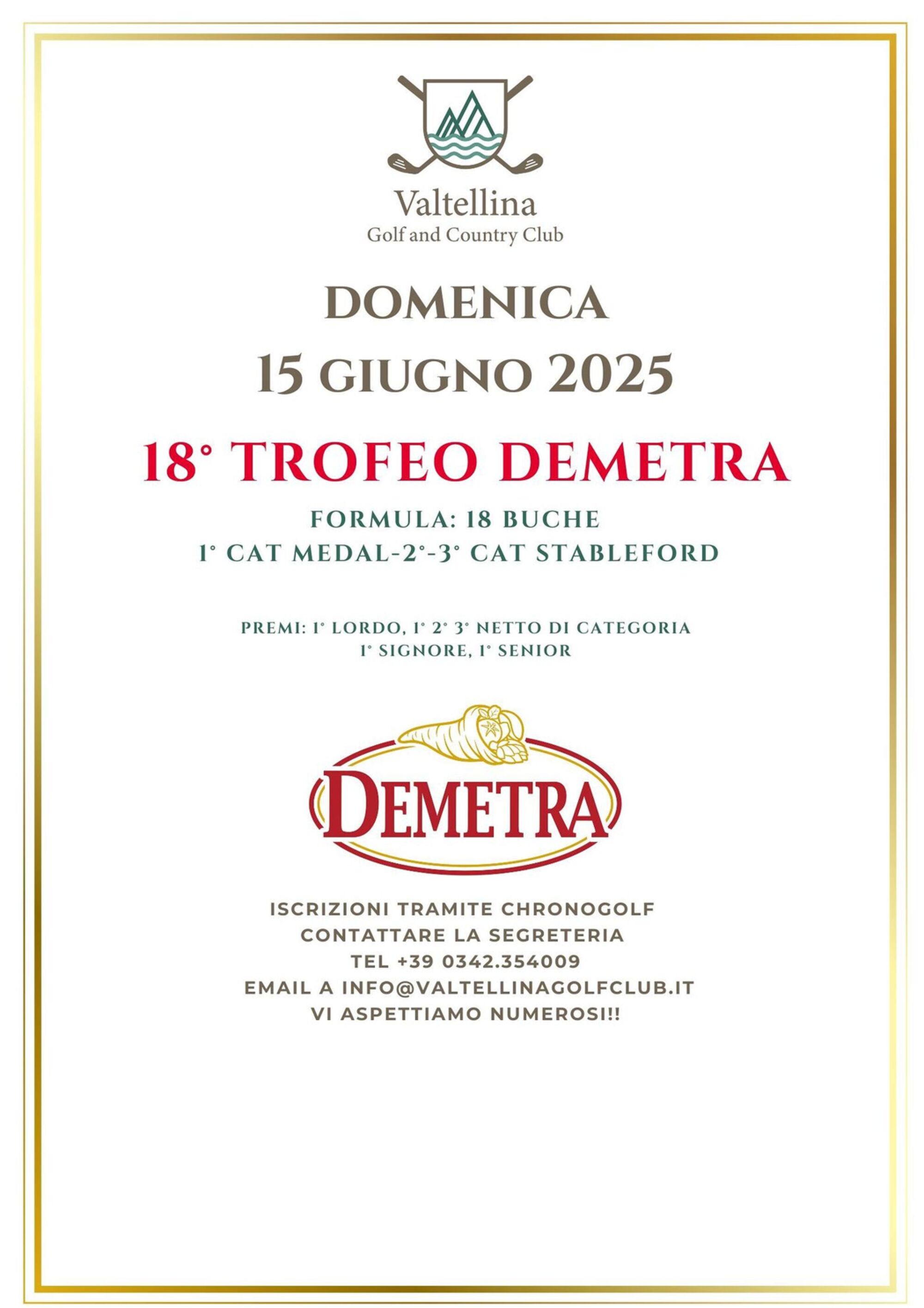 Gara di golf 18° Trofeo Demetra